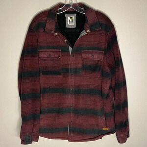 Voyager Men's Remote Plaid Fleece Shirt Jacket Large black maroon Sherpa
